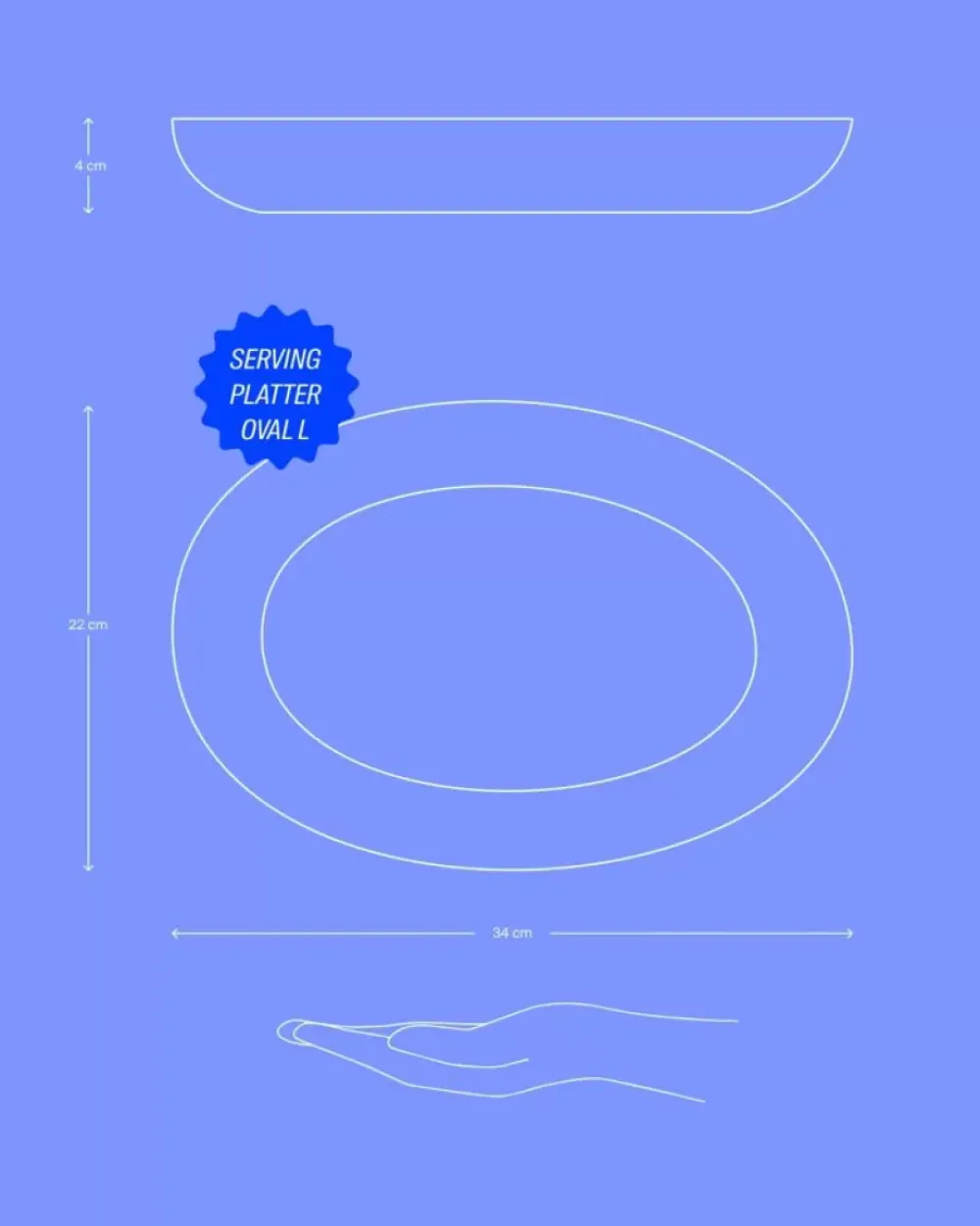 Motel a Miio Areia Servierplatte Oval L Grau