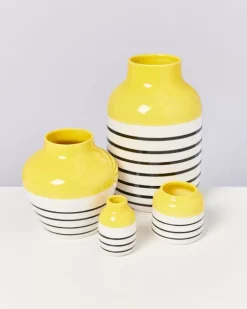 Motel a Miio Nuno Vase L Gelb Schwarz Gestreift