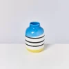 Motel a Miio Nuno Vase M Schwarz-Weis Gestreift Mit Blau